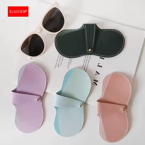 KLASSNUM Women Sunglasses Protect Sleeve Candy Color Glasses Case Men Portable Soft Leather Glasses Bag Fashion Glasses Box