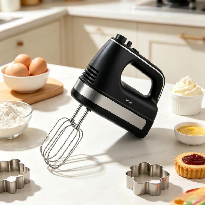 Sbattitore Elettrico a 5 Velocità con Funzione Turbo Boost 300W, Fruste in Acciaio Inox, Ganci per Impasto, per Preparazione di Dolci e Pasticceria, A