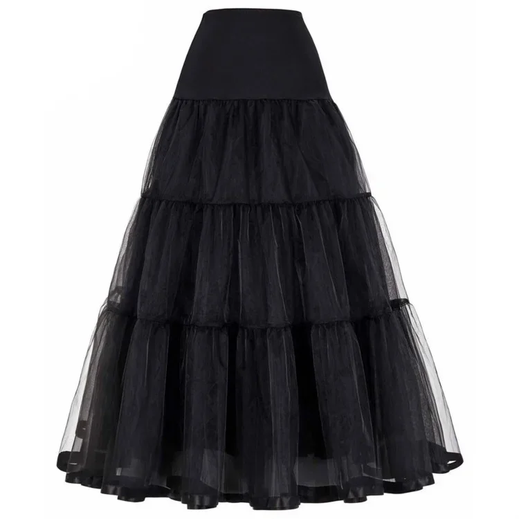 Vintage Kleid Petticoat für Hochzeit Retro Krinoline Frauen Hochzeit Zubehör Schwarz Weiß Lange Petticoats Unterrock Plus Größe