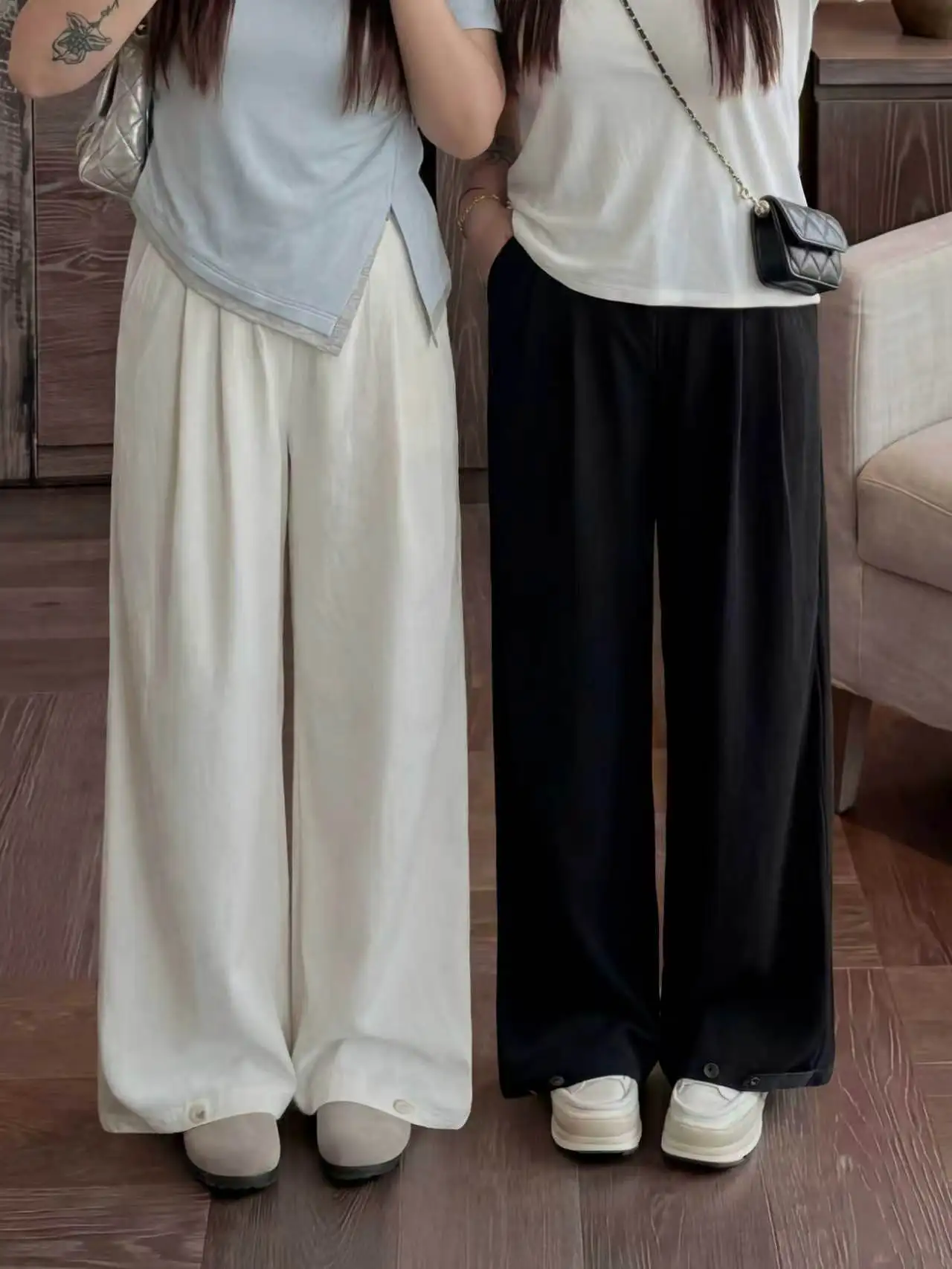 

Slimming Effect Casual Pants plus Size Women's Spring New Commute Style High Waist Wide Leg Pants Polyester Fiber