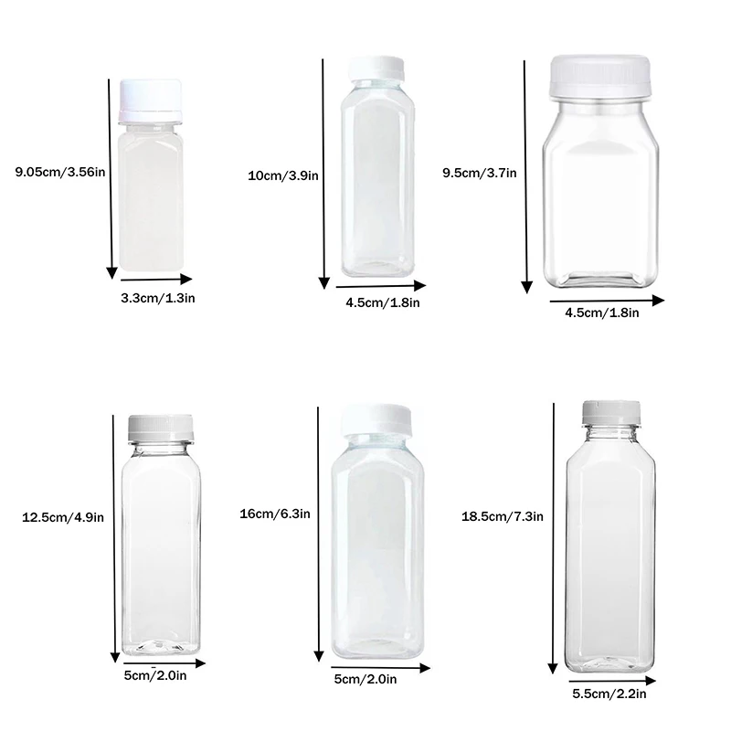 TS Clear Bulk Drink Containers With Lids Juicing Drinking Milk Jam Container Empty Plastic Juice Bottles With Caps Water Bottles