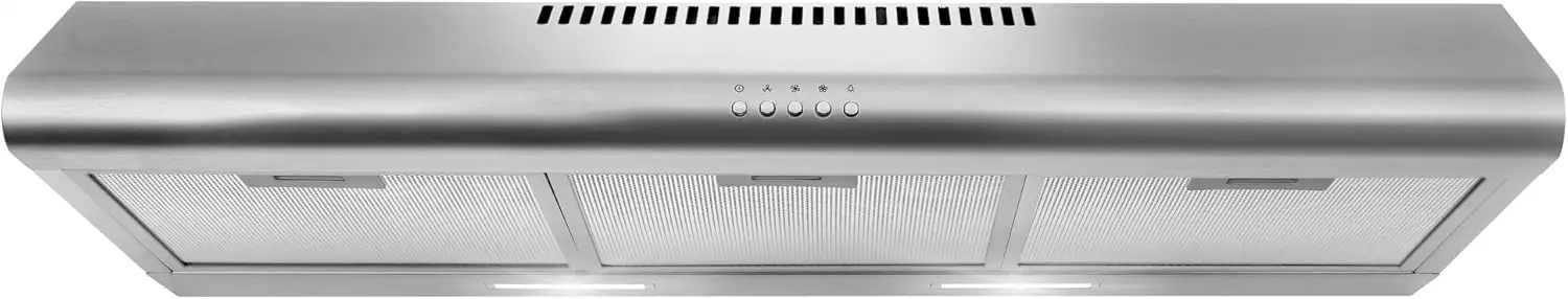 36 in. Ducted Under Cabinet Range Hood, Button Controls, Reusable Filters, LED Lights, Stainless Steel