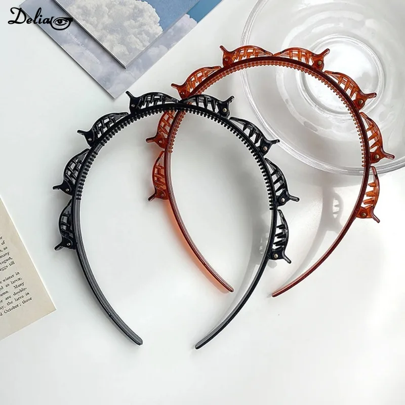 2024 New Double Bangs Hairstyle Hair Clips Hairpin Head Hoop Twist Plait Clip Front Hairclips Hair Hoop Women Headband Headwear