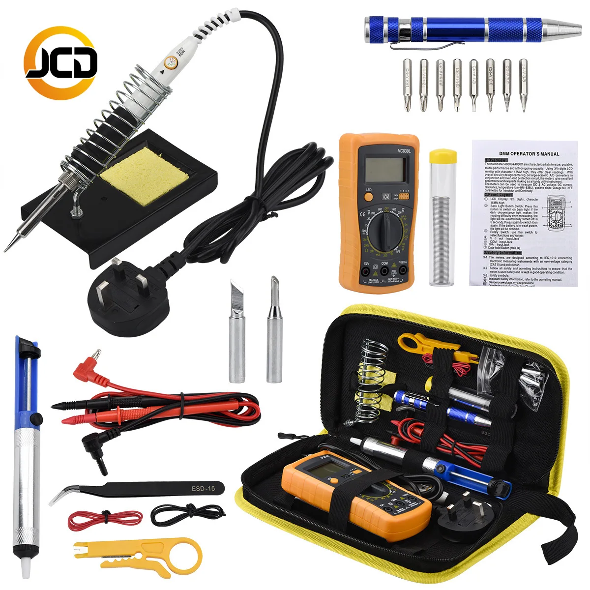 Electric Soldering Iron Multimeter Set Toolkit OEM 60W American Standard British Standard Hard Case Kit