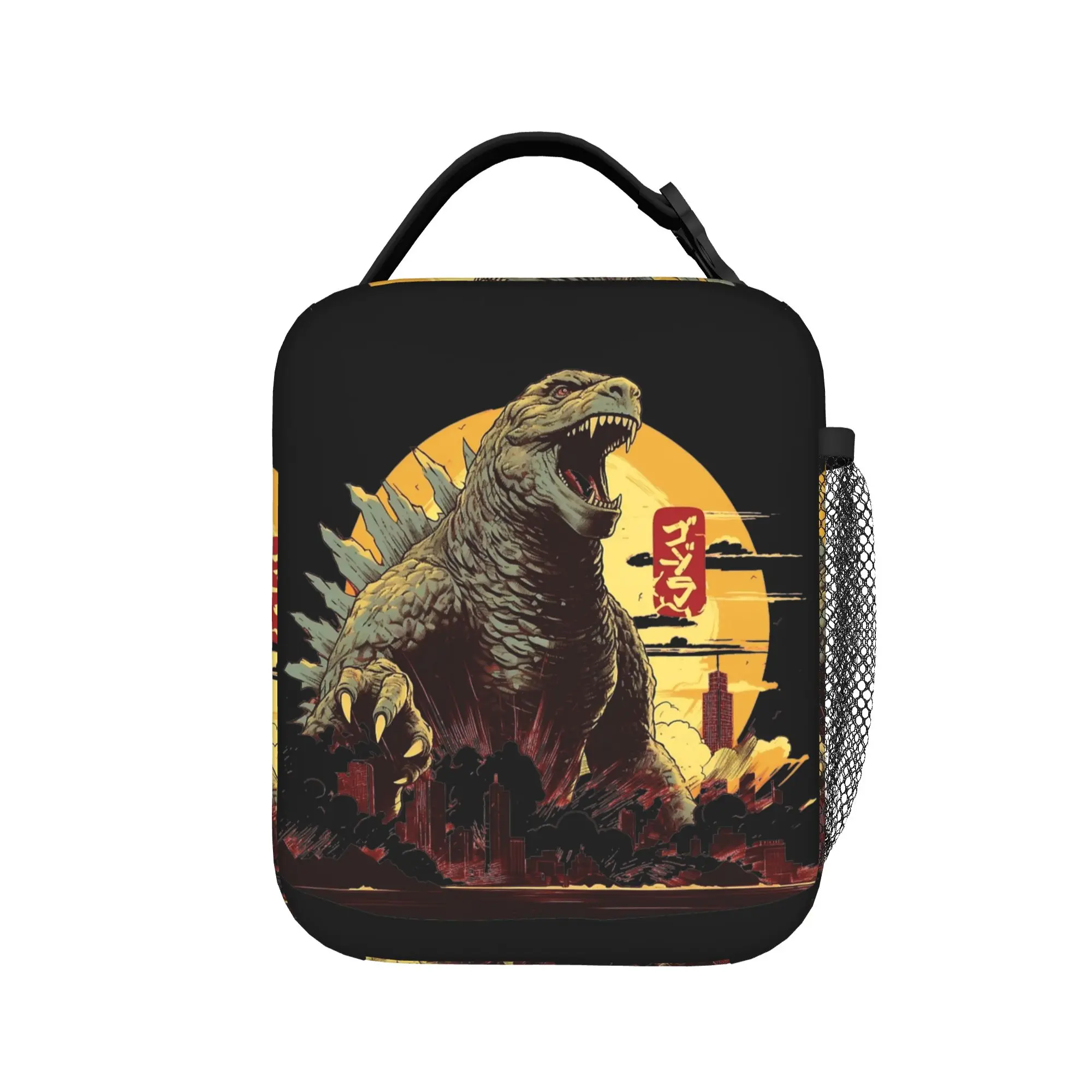 Godzillaed Insulated Lunch Bag High Capacity City Destruction Meal Container Thermal Bag Lunch Box Tote College  Bento Pouch