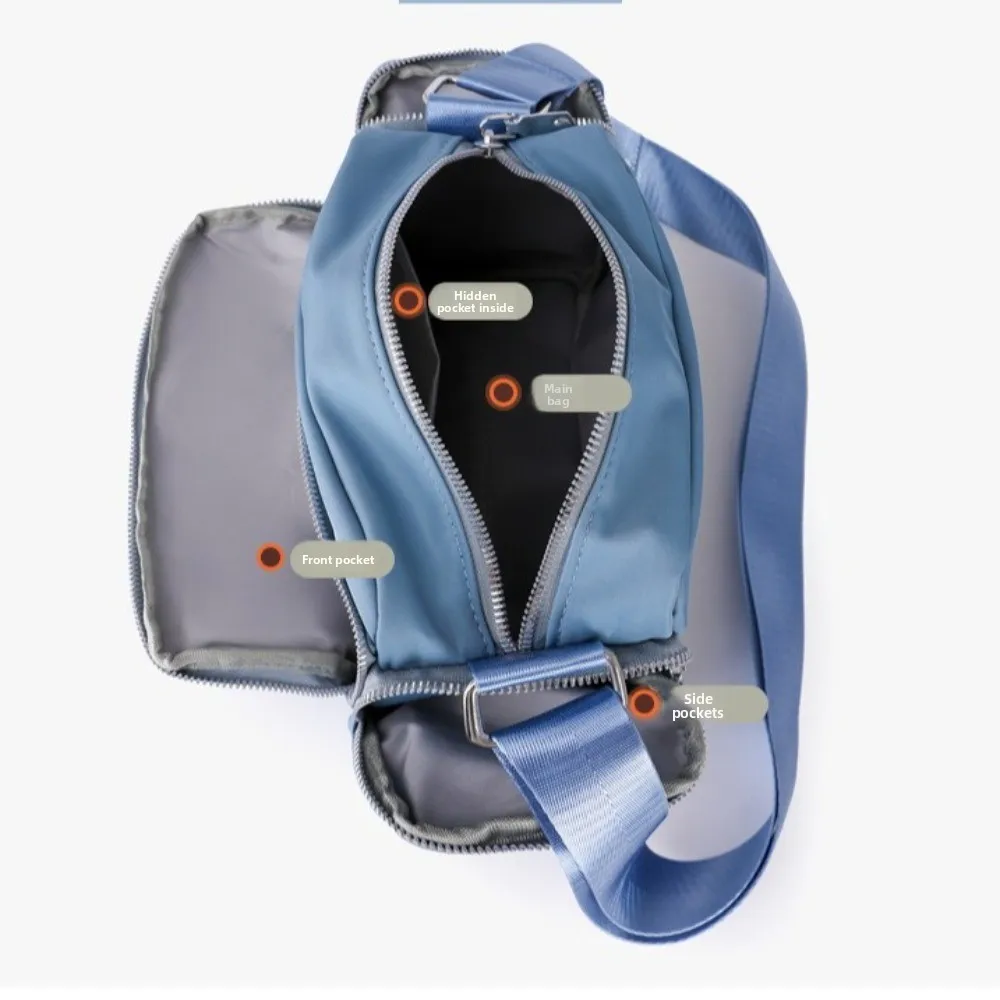 

Fashion Multi-Pocket Mommy Bag Nylon Solid Color Shoulder Bag Large Capacity with Wide shoulder Strap Crossbody Bag