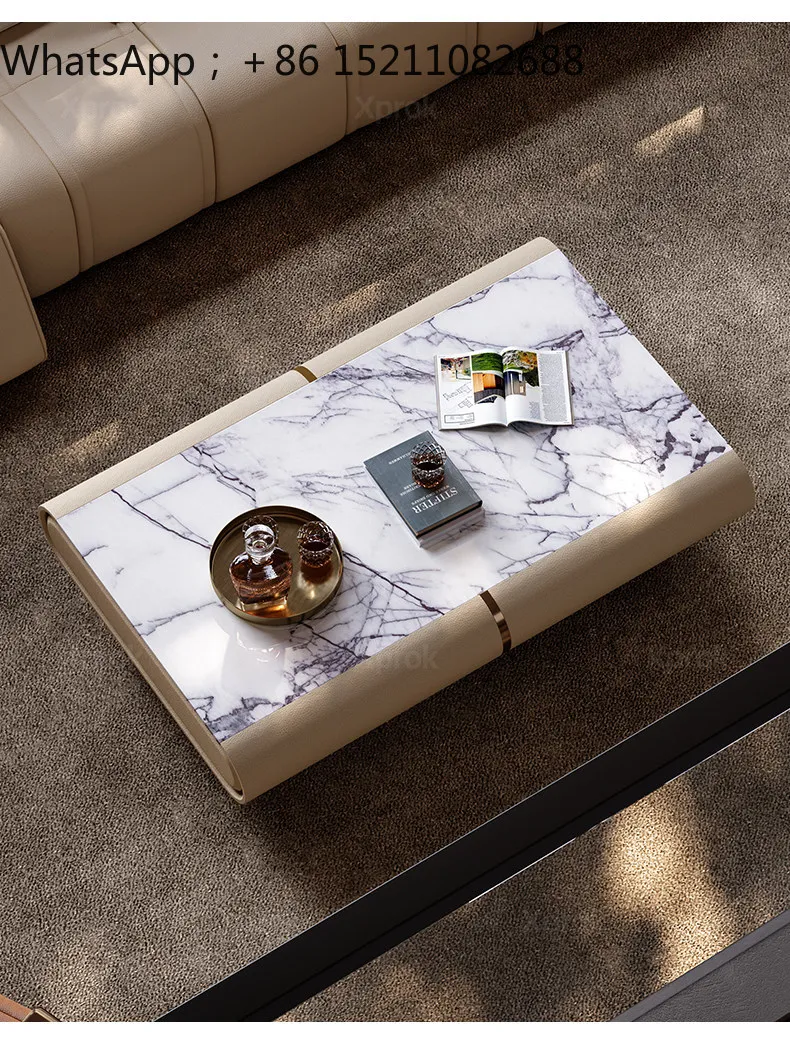 SCY retro style coffee table villa large flat floor living room light luxury high sense square coffee table