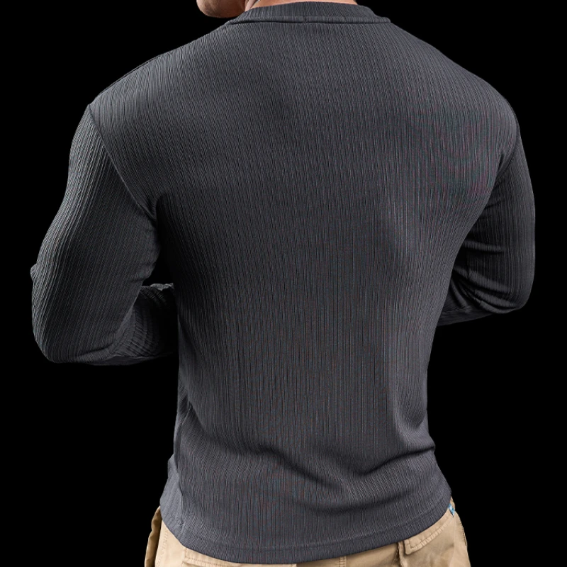 Men's Sports Gym Tops Running Jogging Training Clothes Autumn and Winter Long Sleeve T-Shirt Clothes Muscle Tight Tee image 2