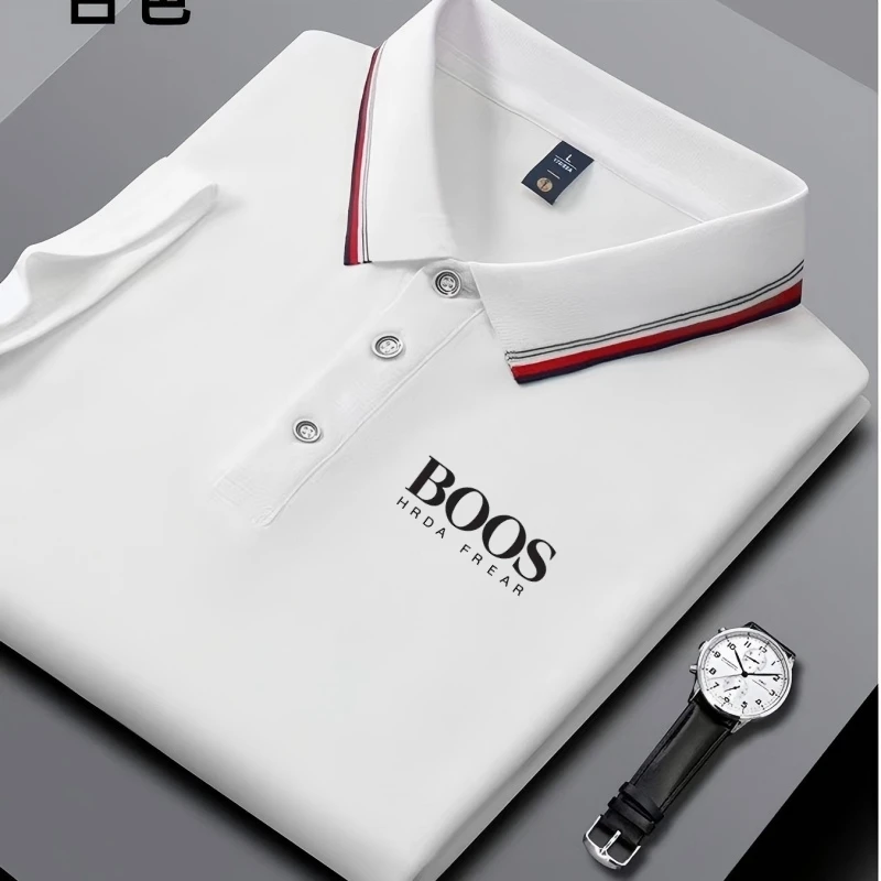 Camisa Polo de Manga Corta para Hombre, Bordada, Estilo Casual de Negocios, Moderna, Transpirable, Cómoda y Versátil
