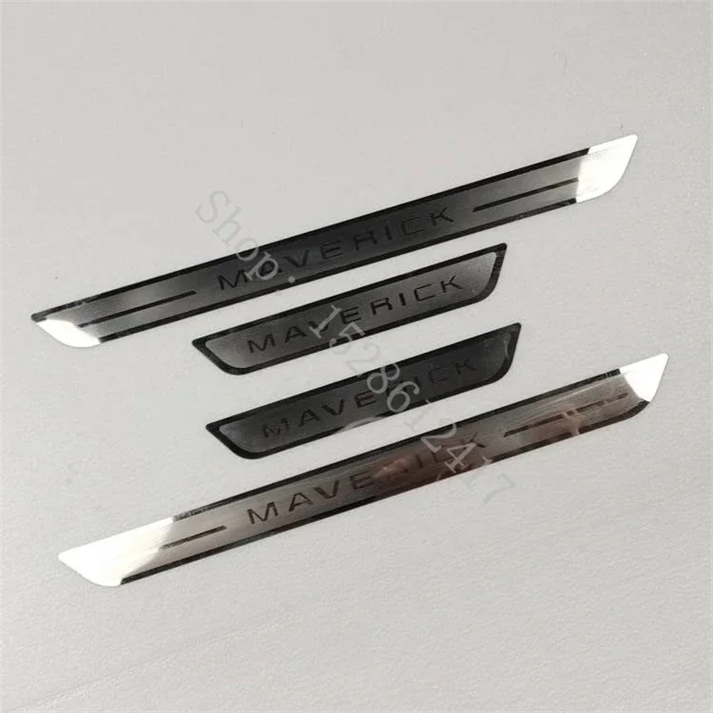 Door Sill Protector Car Accessories For Ford Maverick 2022- 2024 Auto Threshold Scuff Plate Stickers Steel Pedal Trim Styling