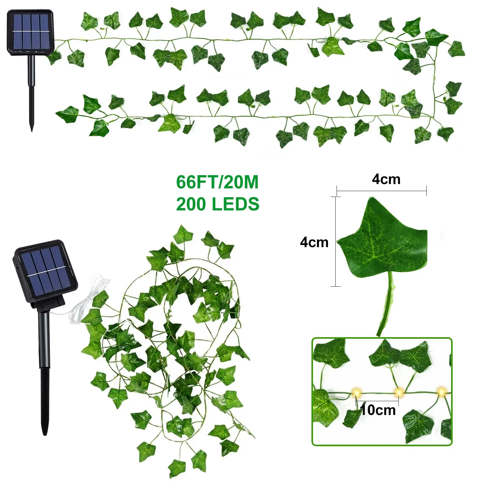 Imagem -02 - Solar Vine String Lights com Folha de Hera Artificial Fairy Guirlanda Impermeável ao ar Livre Jardim Varanda Decoração do Casamento