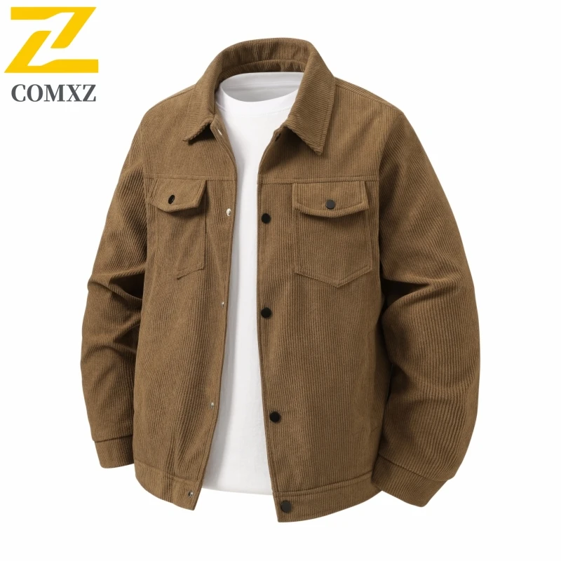 2025 الخريف والشتاء الرجال سترة صوف الضأن طوق يندبروف ومعطف دافئ الرجعية بلون منتصف العمر ملابس للرجال 4XL #3