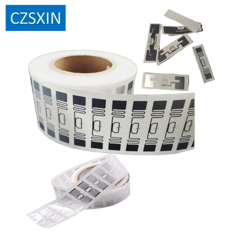 100 ชิ้น rfid uhf แท็กยาว impinj r6 Monza แท็ก rewritable uhf rfid แท็กสติกเกอร์เปียก inlay epc gen2 rfid passive: