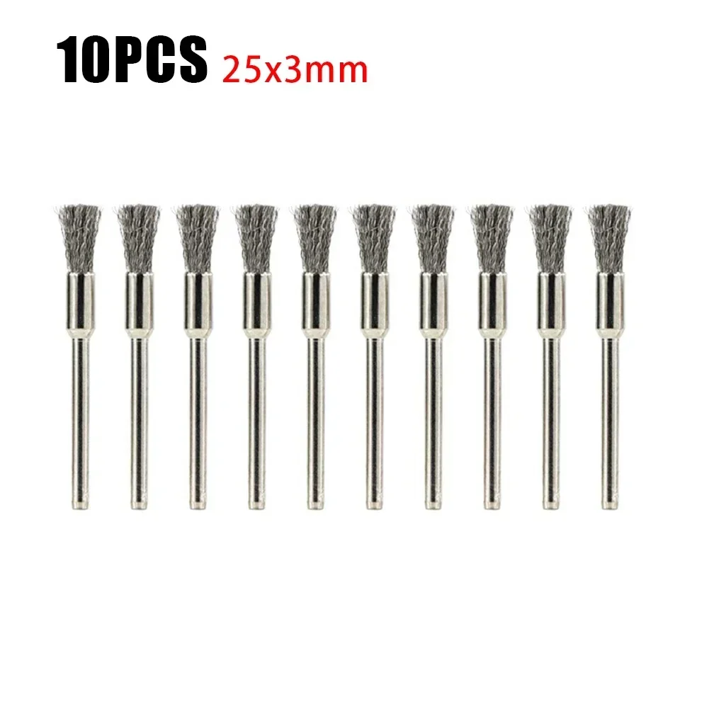 Stainless Steel Wire Brush Steel Tool Wheel 10PCS Wire 53mm Brush Diameter5mm Drill Electric Handle-Diameter3mm