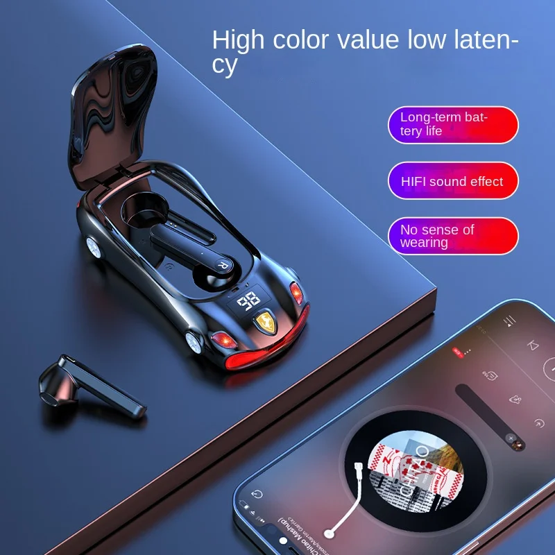 

New TWS Wireless Bluetooth In-ear Earphone IPX7 Waterproof Earbuds Cool Sports Car Charging Compartment Noise Canceling Headset