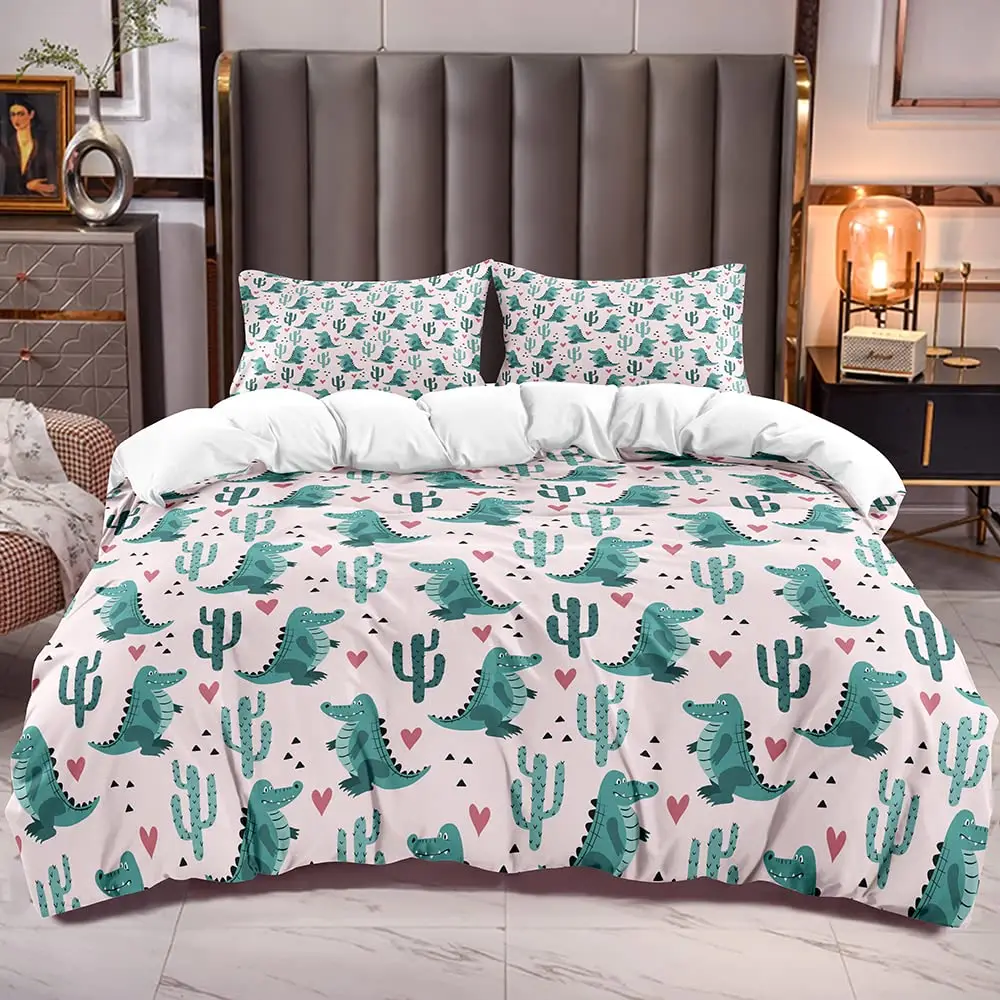 

Crocodile Duvet Cover Wild Alligator Pattern Bedding Set for Kids Boys Girls Teens Wildlife Style Comforter Cover Bed Decor 3Pcs