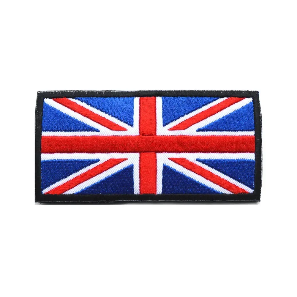 Embroidered BRITISH Flag HookLoop Patch Union Jack England UK Great Britain UNITED KINGDOM FLAG APPLIQUE Badge Sticker