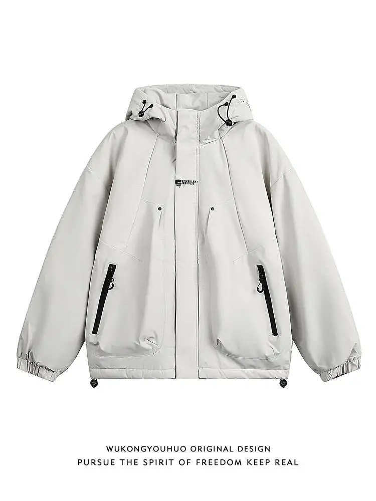 

Зимняя утепленная хлопковая куртка мужская с капюшоном, рабочая одежда, стильная молодежная повседневная, с длинным рукавом, на молнии, цветная