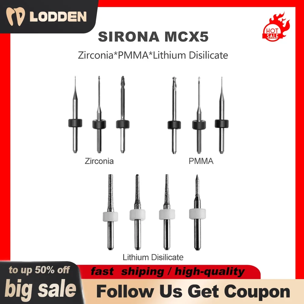 Sirona MCX5 Dental Milling Burs Grinding Lithium Disilicate PMMA Zirconia D3 Shank NC Coating 47mm length Dental Grinding Tool