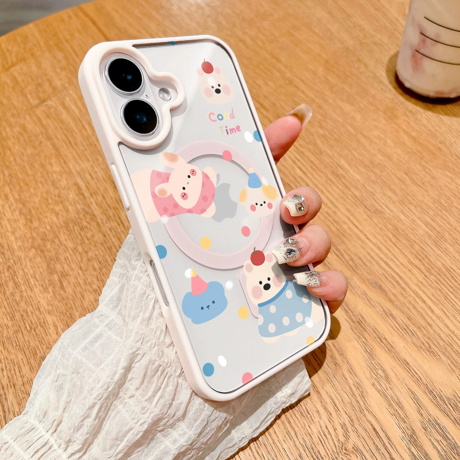 Niedliche Cartoon-Hunde Transparente Hülle für Magsafe iPhone 15 16 Pro Max 17 14 11 13 12 Pro Max Plus Hüllen Magnetisches Kabelloses Laden Coque – Detail 5