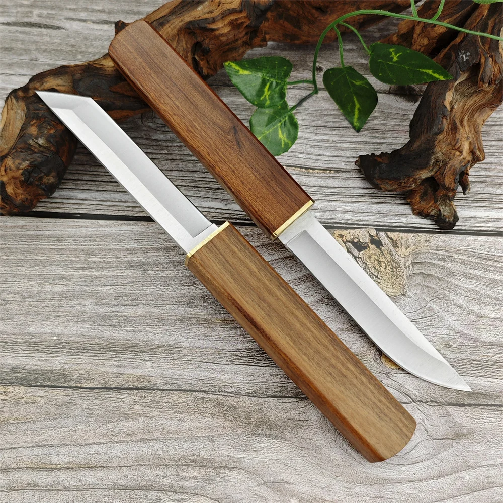 Combat Tactical Knife D2 Steel Fixed Blade Knife Walnut Handle 2-in-1 Two Katana Outdoor Hunting Multi Knives Survival Tool 2PCS