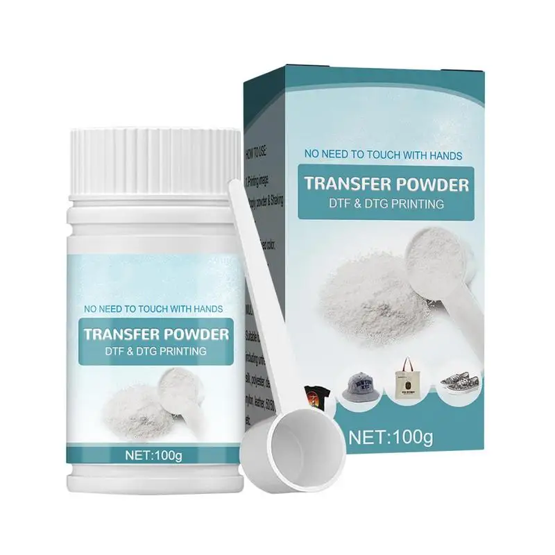 

DTF Powder Hot Melt Powders 100g/3.5oz Waterproof DTF Pretreat Powder White DTF Powder Digital Transfer Direct Print On Fabric