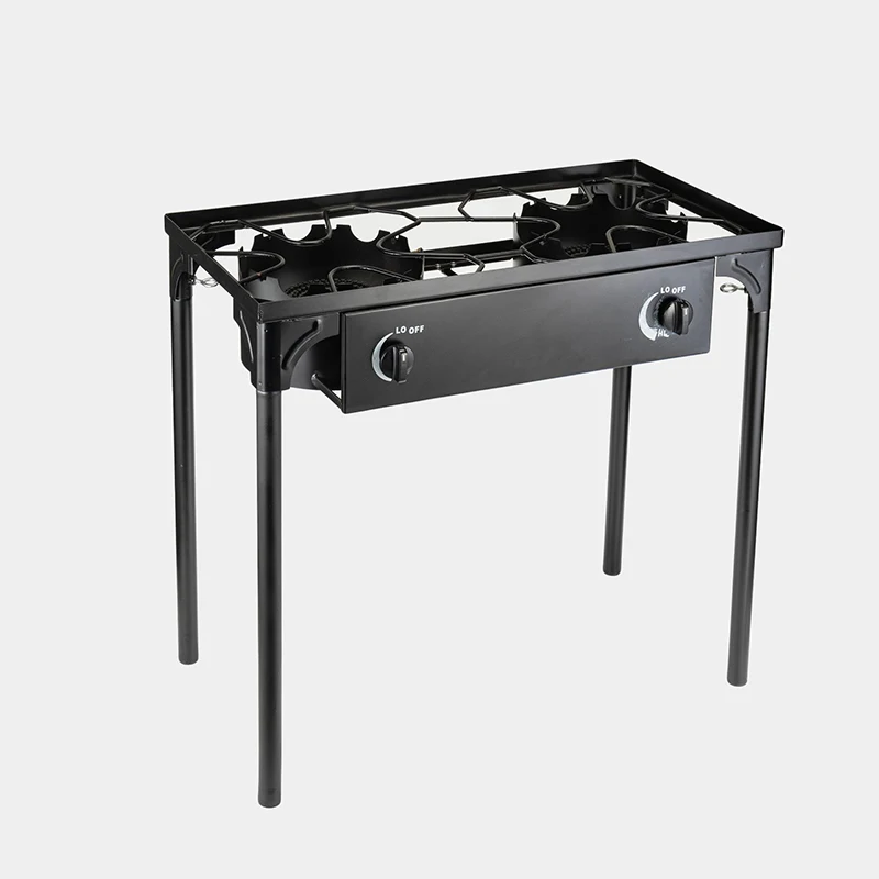 Dubbele Kop Hogedruk Outdoor Gasfornuis 20psi Drukverlagende Klep Buiten Kachel Energiebesparing Gasfornuis Vloeibaar