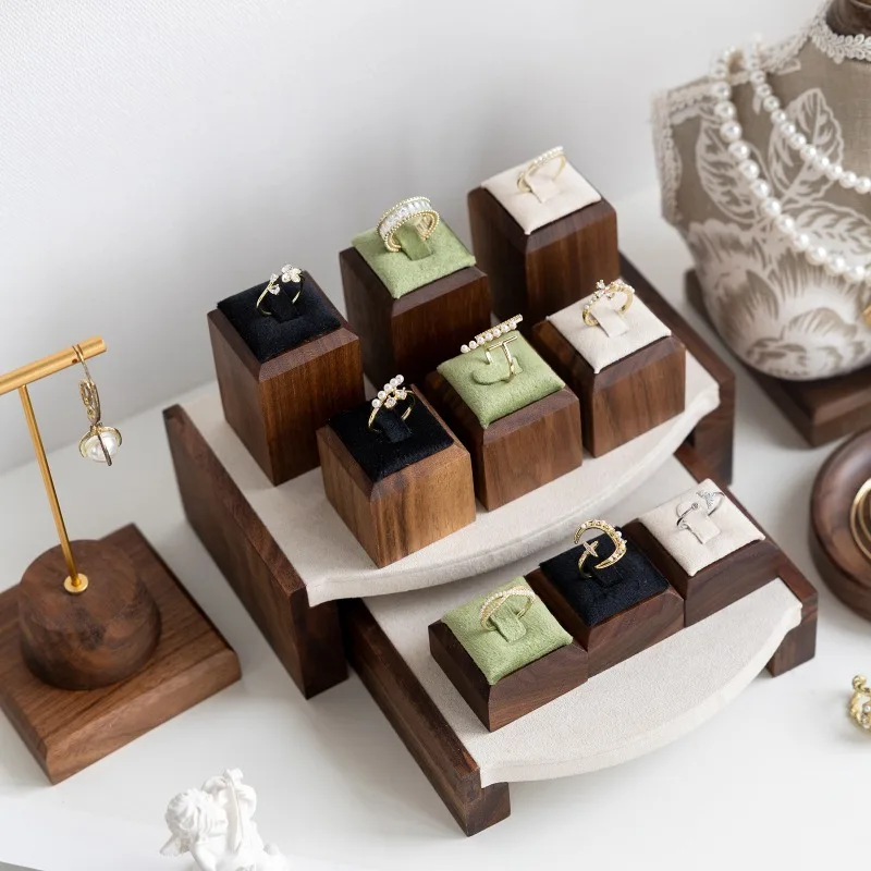 

Деревянная подставка для колец, стойка для колец, держатель для дисплеев, модная стойка для демонстрации ювелирных изделий, роскошная полка для хранения колец