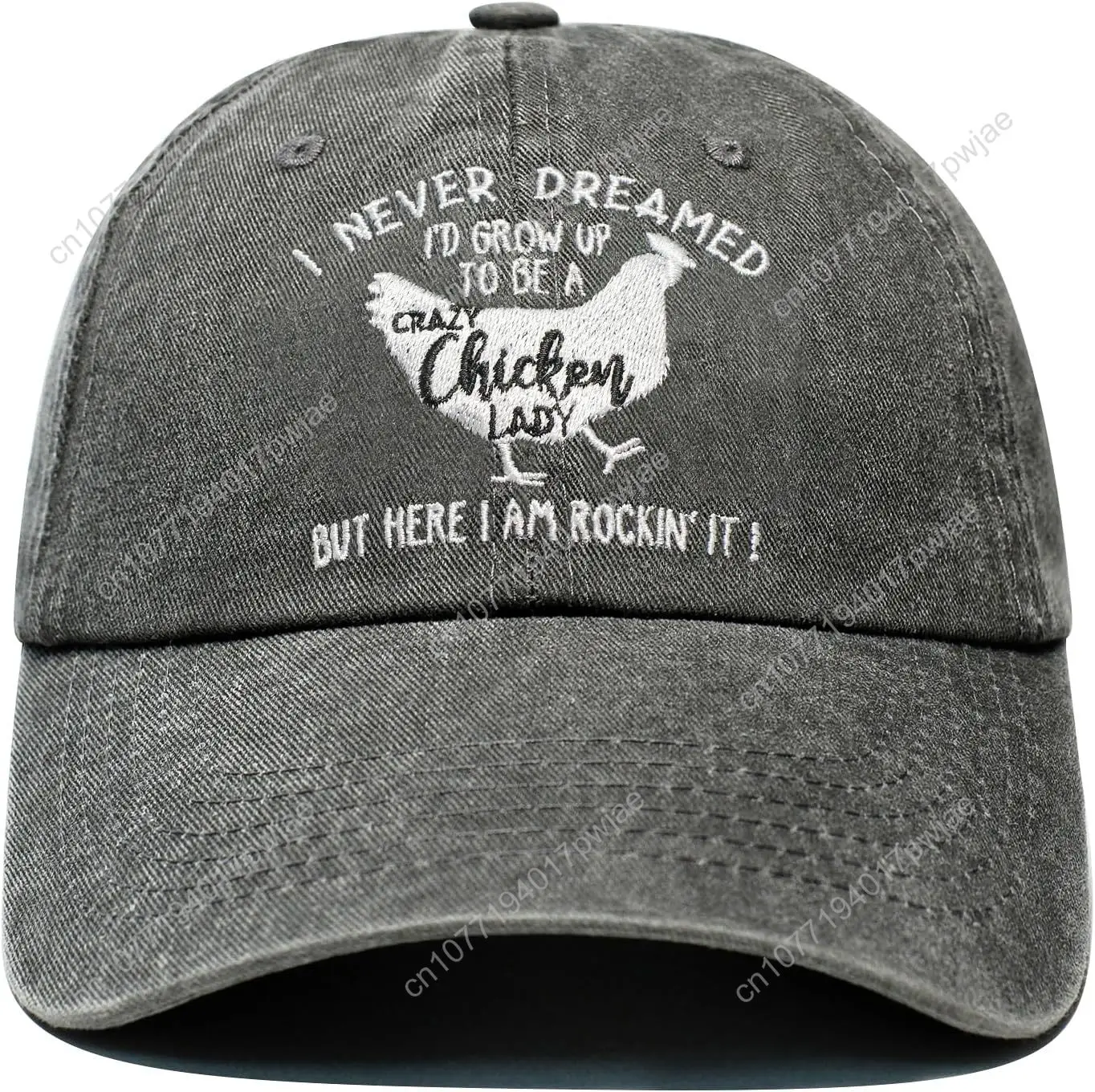 Chicken Lady Hat, Chicken Mom Gifts for Women, Adjustable Washed Cotton Embroidered Baseball Cap