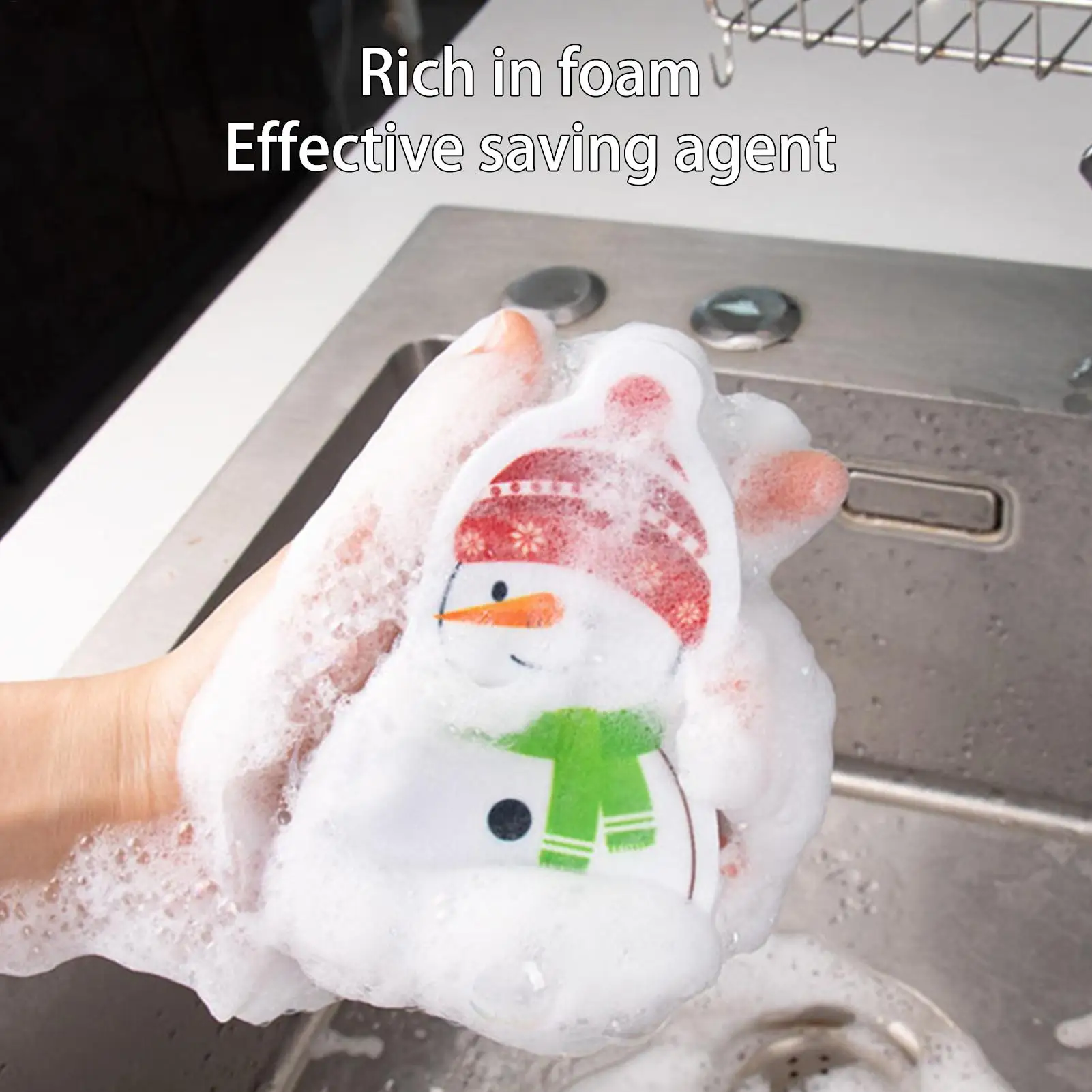 عيد الميلاد تحت عنوان طبق الإسفنج الأيائل ثلج ندفة الثلج الكرتون تنظيف الإسفنج ل بالوعة المطبخ تنظيف عطلة لوازم الحفلات