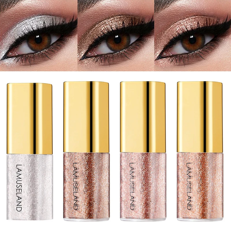 ظلال عيون سائلة لؤلؤية معدنية بلون الشمبانيا الذهبي اللامع اللامع الماسي ظلال عيون مقاومة للماء مكياج عيون صغير #4