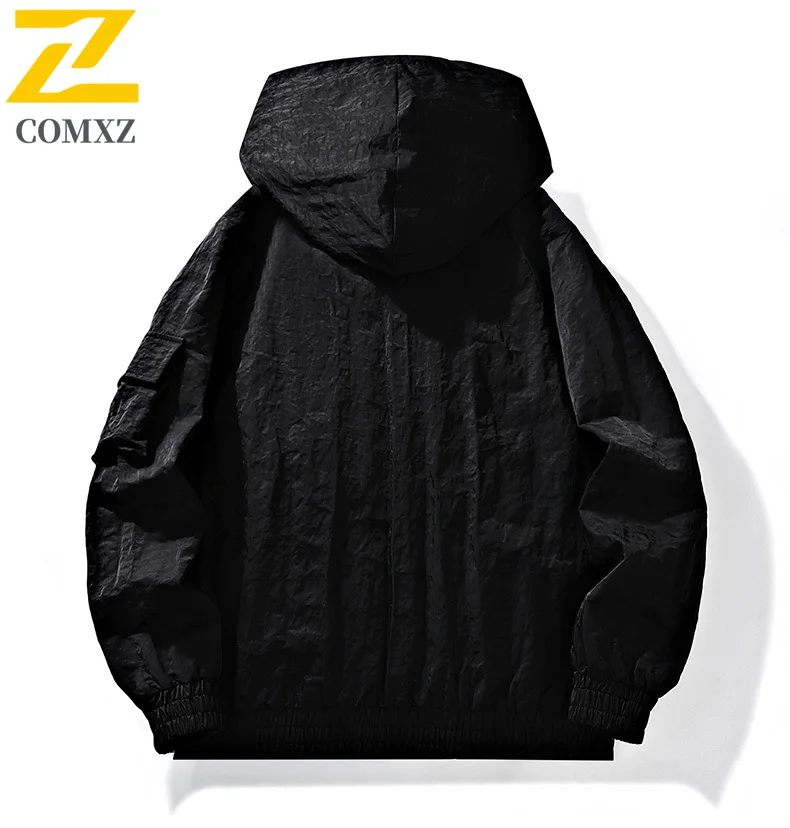 COMXZ New Mens Jackets 2025 Casual Outdoor Working Comfort Jacket Fashion Hooded Lightweight Spring Autumn Plus Size Outerwear
