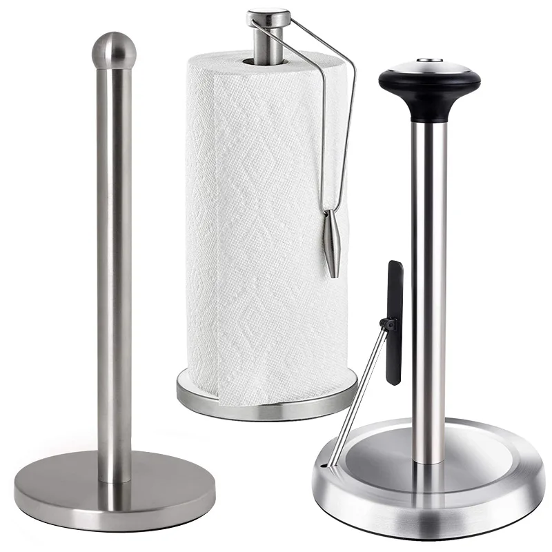 

Countertop Black Paper Towel Holder Kitchen and Bathroom Paper Roll Holder No-Installation