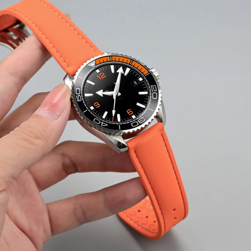 Fluoro Rubber Watch Band for Omega 20 21 22mm Universal Quick Release Watch strap Butterfly Folding Clasp Watches