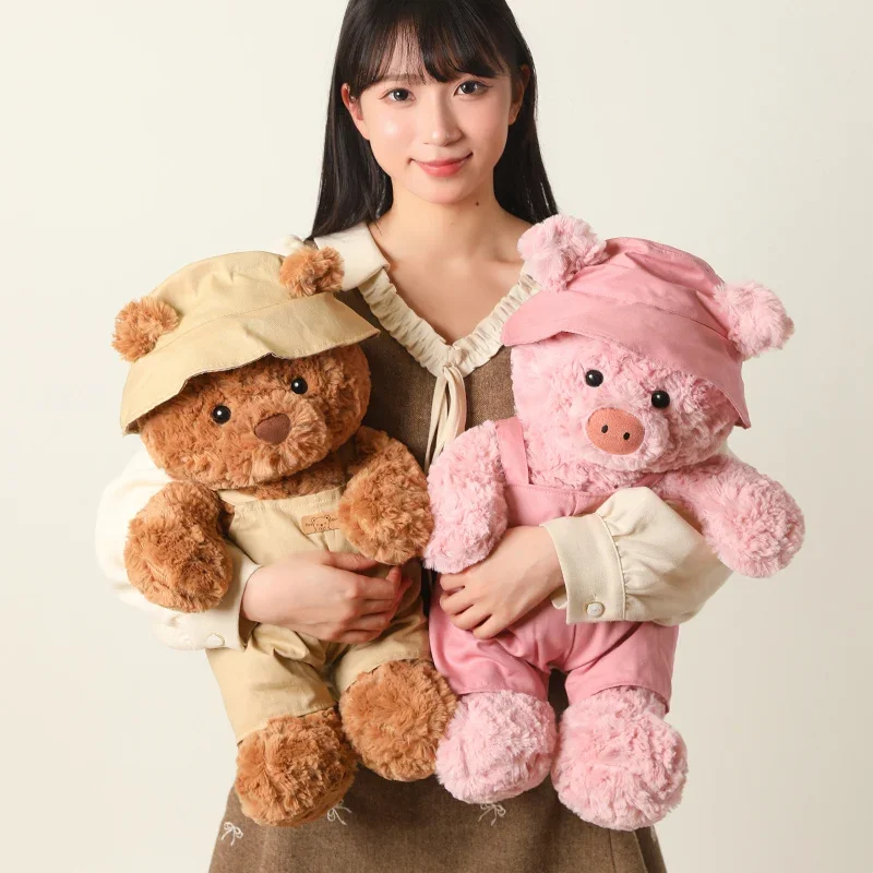 

Мягкая плюшевая игрушка-свинка с милым пушистым мехом, со съемными комбинезонами и шапкой-ведром, очаровательный плюшевый подарок на день рождения для девочки