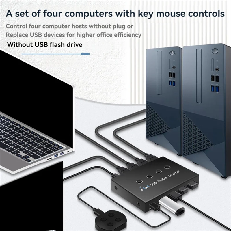 

4 In 4 Out KVM USB2.0 Switch Hub Adapter USB2.0 Printer Splitter Switcher For PC Laptop Keyboard Mouse Monitor