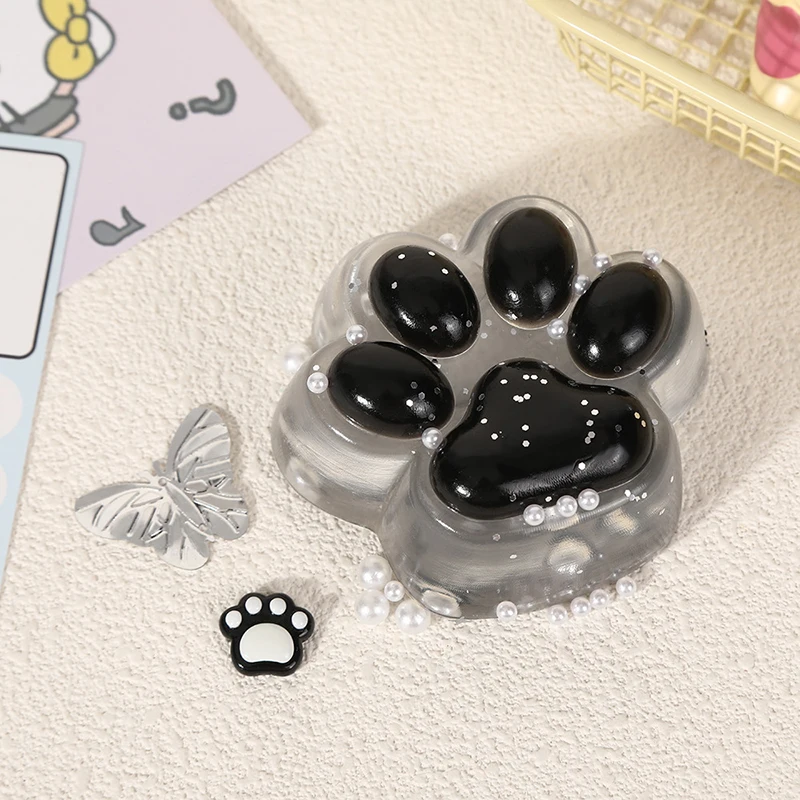 1PC Kawaii TPR Schwarze Katze Pfote Weiche Relief Entspannen Dekompression Spielzeug Mochi Taba Transparent Kristall Katze Pfote Neue Zappeln spielzeug