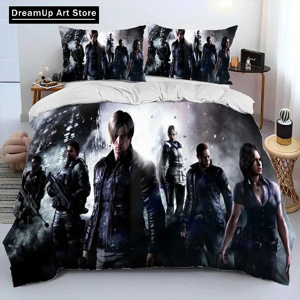 3D R-Resident Evil Games Gamer Comforter Bedding Set,Duvet Cover Bed Set Quilt Cover Pillowcase,king Queen Size Bedding Set Boys