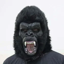 Realista Chimpanzé Halloween Cosplay Traje, Máscara Gorila, Macaco Macaco Preto, Engraçado, Horror, Rosto Inteiro, Traje de Látex para Adulto