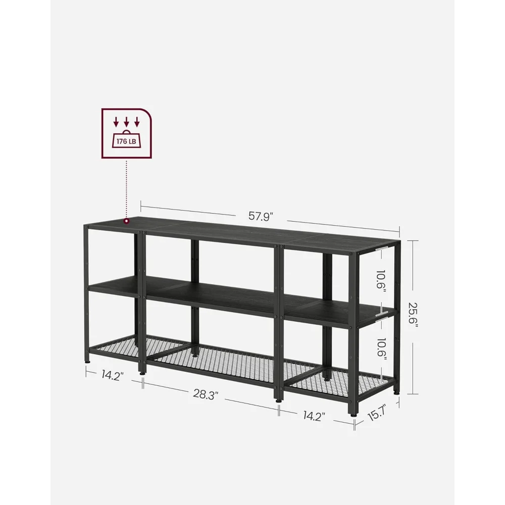 

TV Stand for 65 Inches TVs, Industrial Entertainment Center, Modern TV Console with Open Storage Shelves for Living Room