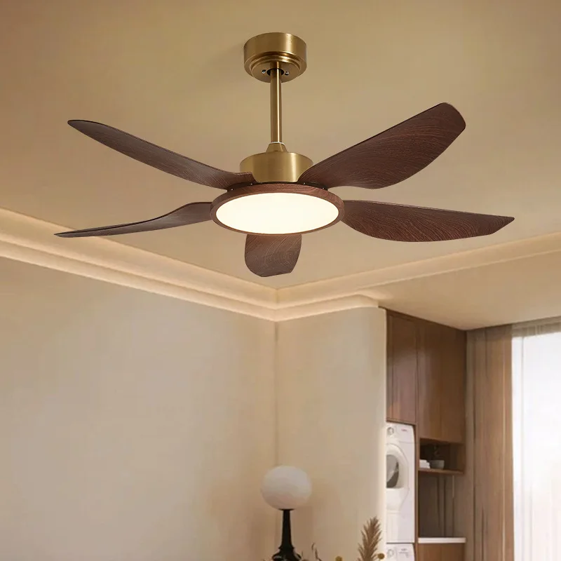 

Modern 2025 new living room bedroom fan light household inverter fan chandelier walnut full spectrum fan light