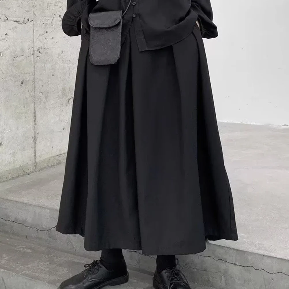 Mens Gothic Dark Style Loose Cropped Hakama Wide Leg Design Sense Samurai Pants Design Sense Samurai Pants