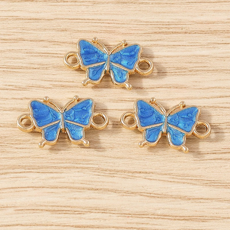 10 Stück niedliche Mini-Emaille-Fliegen-Schmetterlings-Anhänger, Verbindungsstücke für die Schmuckherstellung, DIY, handgefertigte Armbänder, Halsketten, Bastelzubehör – Detail 7