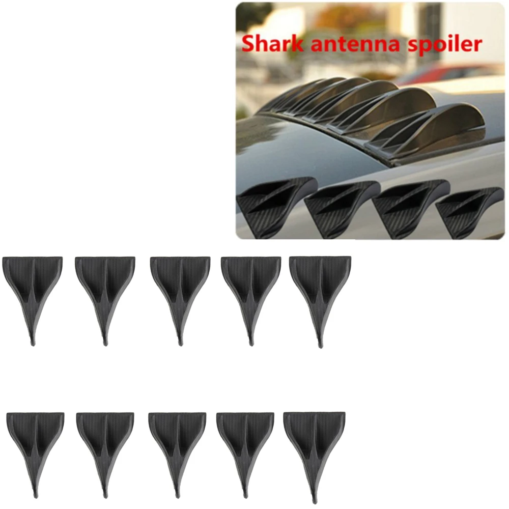 

Vortex Generators Carbon Fiber Universal Roof Shark Fins Spoiler Wing Kit Black for Car Truck SUV Accessories 10PCS