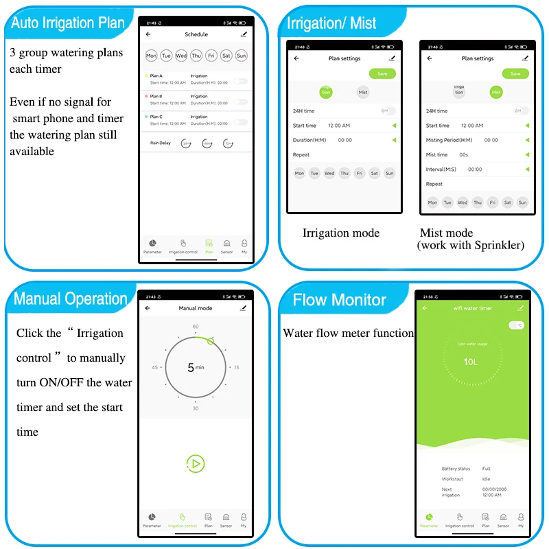 Wifi Tuya Automatic Smart Home Programmable Drip Garden Watering Irrigation Timer System Controller Programmer Valve Greenhouse