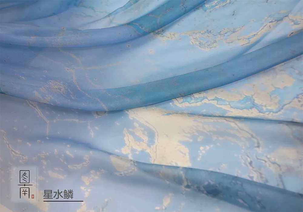 Chinese stlye 30D starry sky Gradient color Chiffon Printed hanfu fabric for DIY dress 1order=1pc(size:100x150cm)