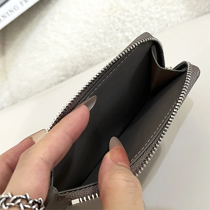 Custom Name Fashion Card Wallet For Woman Luxury Design Cowhide Zip Coin Purse Personalized Business Lady Casual Card Holder Bag view 4