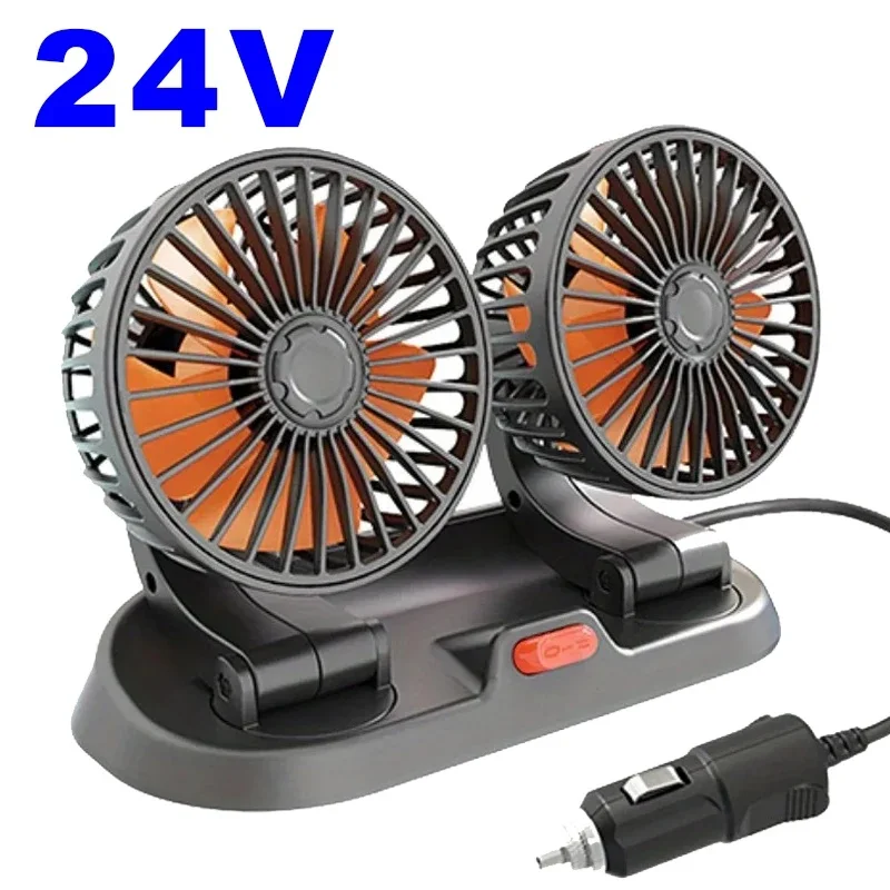 Autoventilator 360° °   Verstelbare 3-kops luchtventilator Automotive elektrische ventilator USB/12V/24V ventilator 2 snelheden Auto stille ventilator voor thuis bureau kantoor en auto