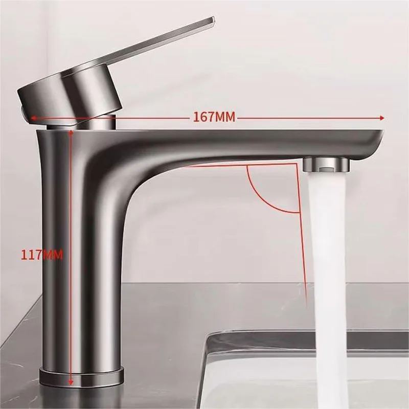 

Grey/Nickel 304 Stainless Steel Bathroom Basin Faucet Deck-mounted Single Hole Hot And Cold Water Mixing Faucet Washbasin Tap