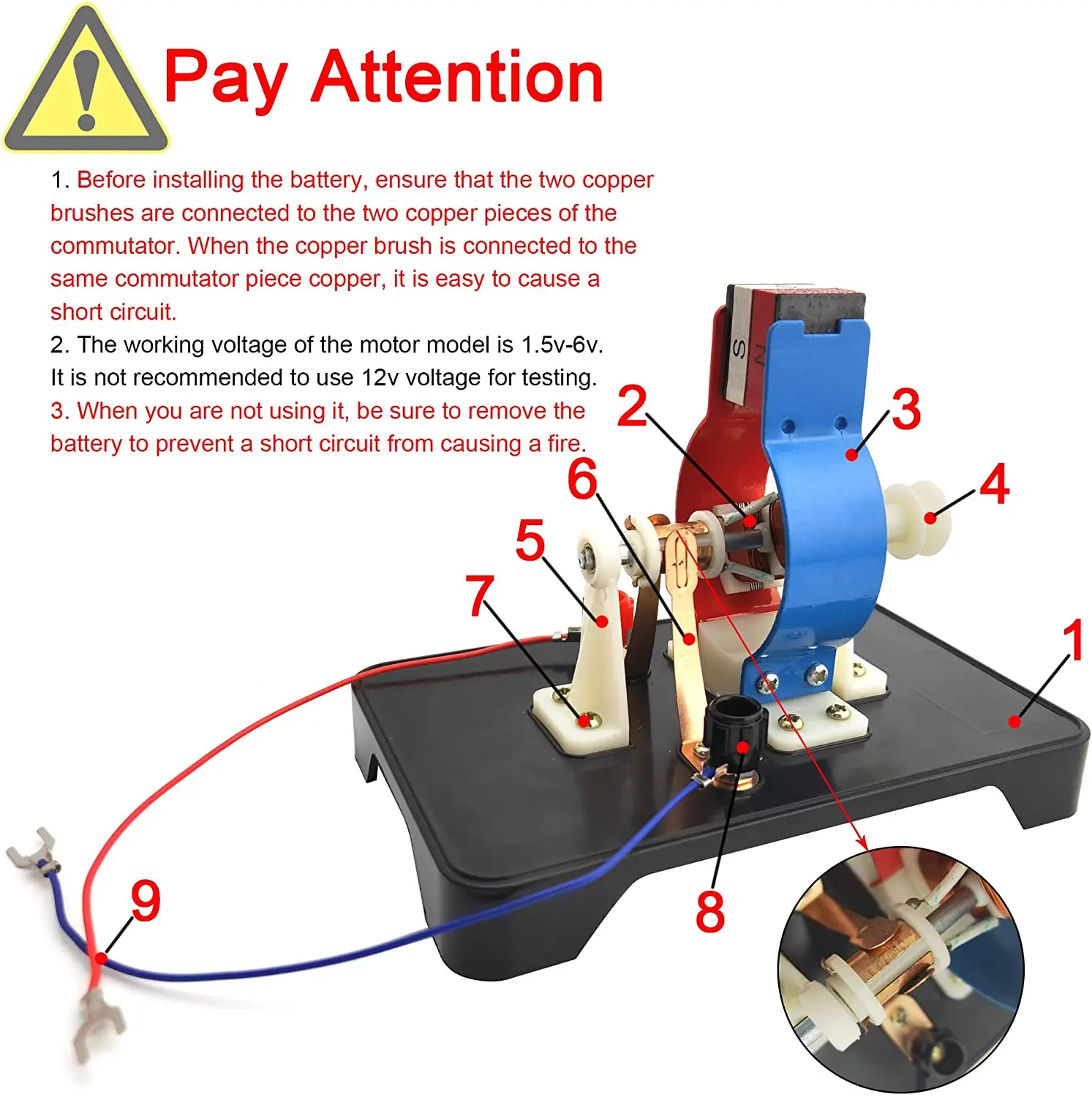 DIY 간단한 전기 모터 DC 모터 모델 조립 키트, 학교 실험실 물리학 과학 교육용